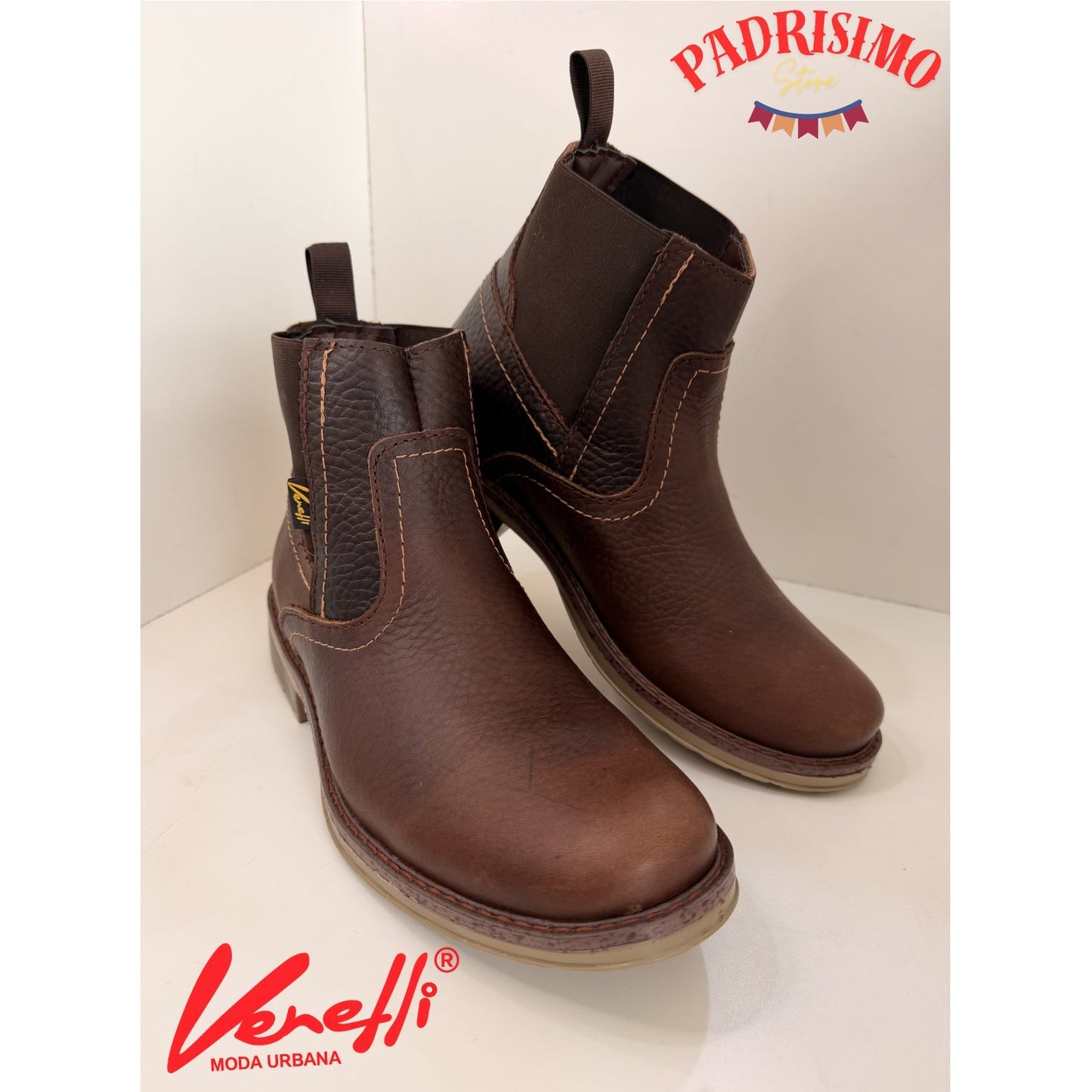 Botin de Piel Casual VERETLI Chelsea Café 710