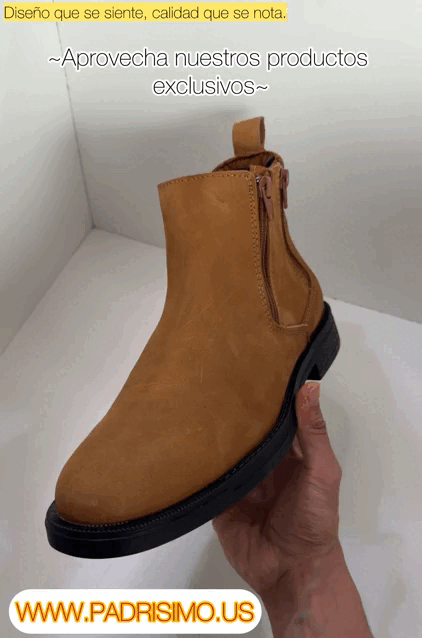 Botin de Piel Casual con Cierre termino gamuza VERETLI Chelsea Avellana 715