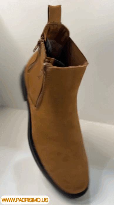 Botin de Piel Casual con Cierre termino gamuza VERETLI Chelsea Avellana 715